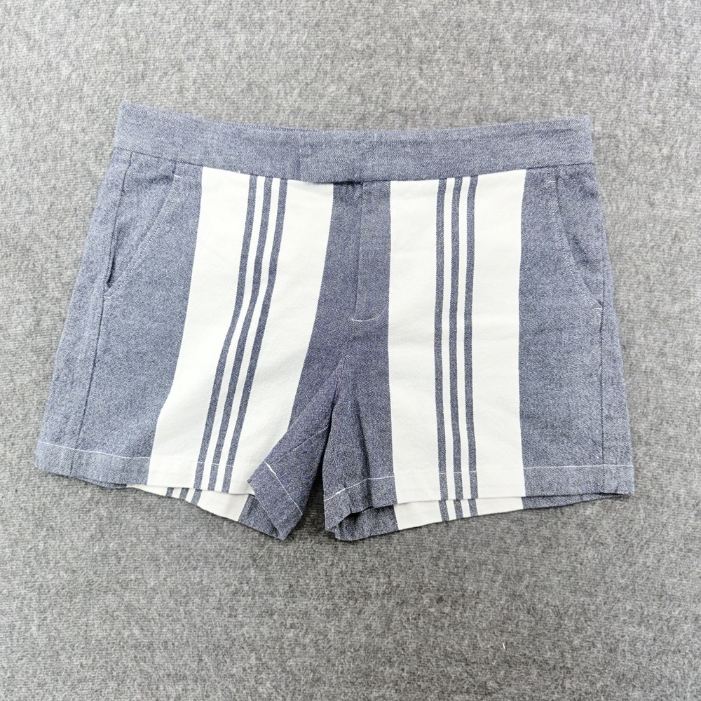 Vince Shorts Womens 10 Chambray Blue White Stripe Flat Front Cotton Summer